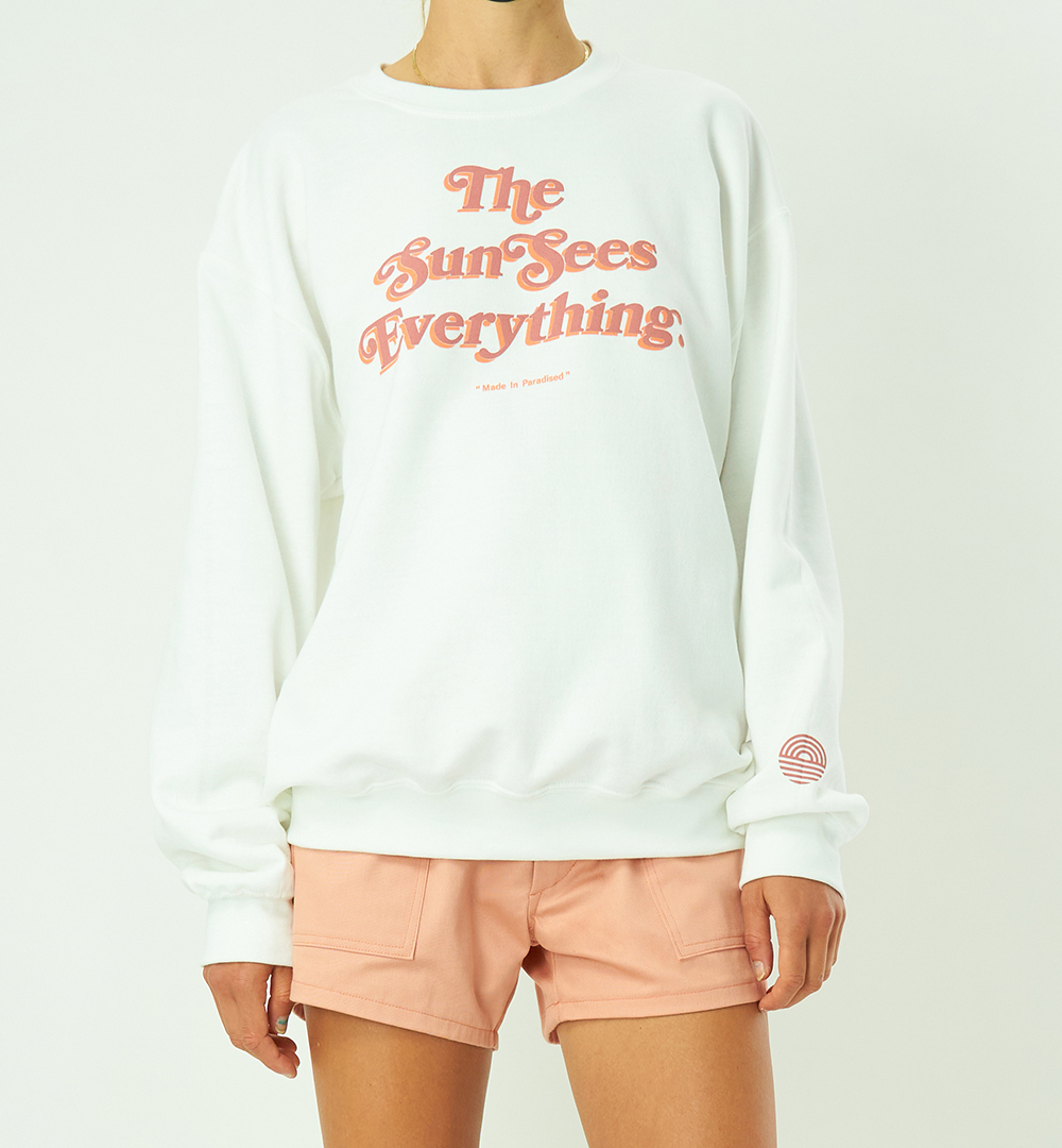 Paradised white Sun Sees Everything crewneck sweatshirt