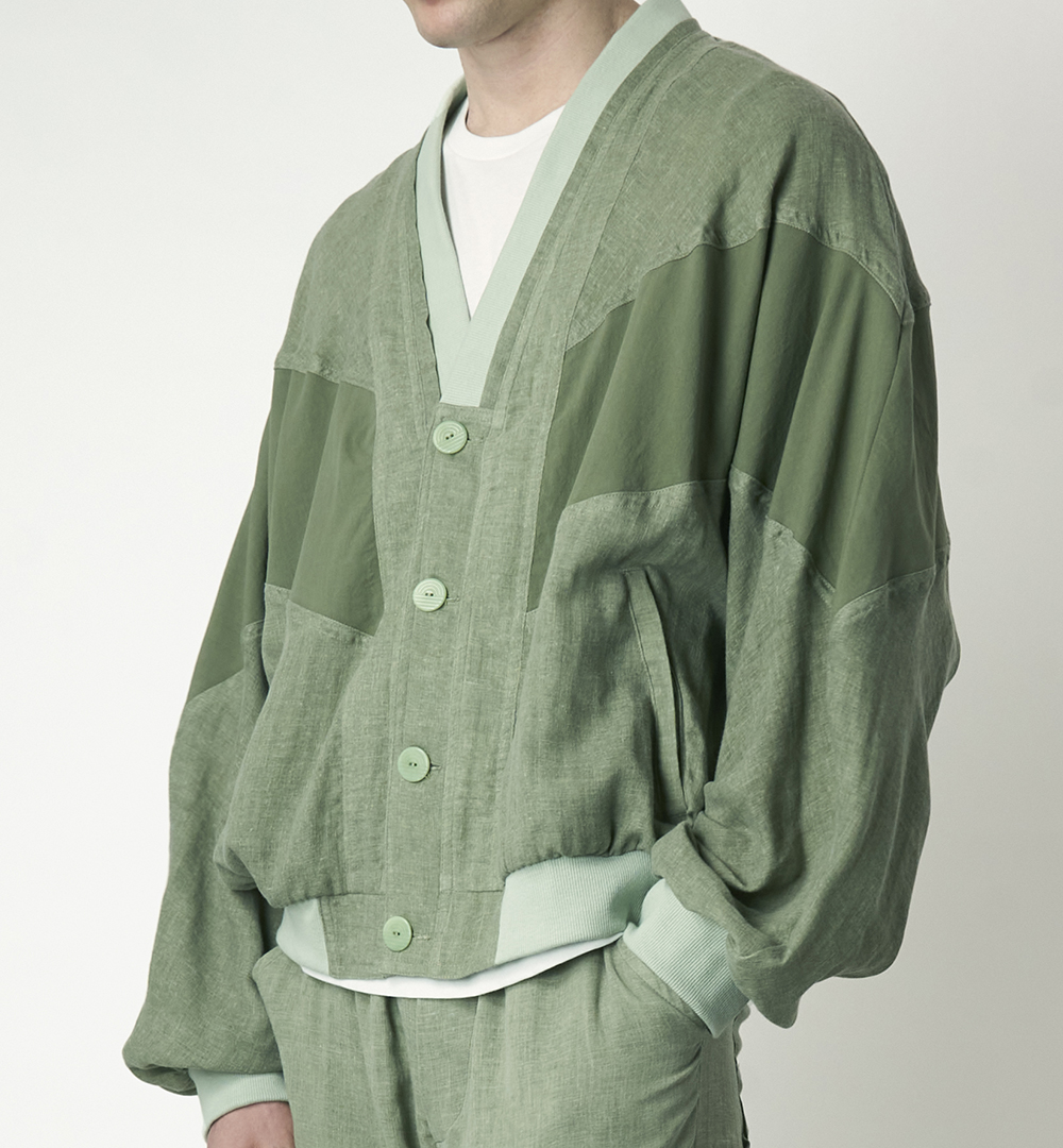 Paradised olive faded double gauze beach blouson