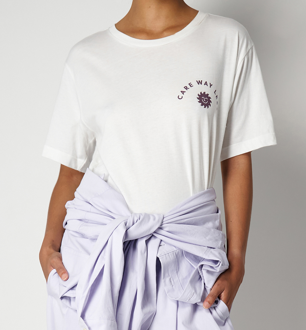 Paradised white Care Way Less Tee