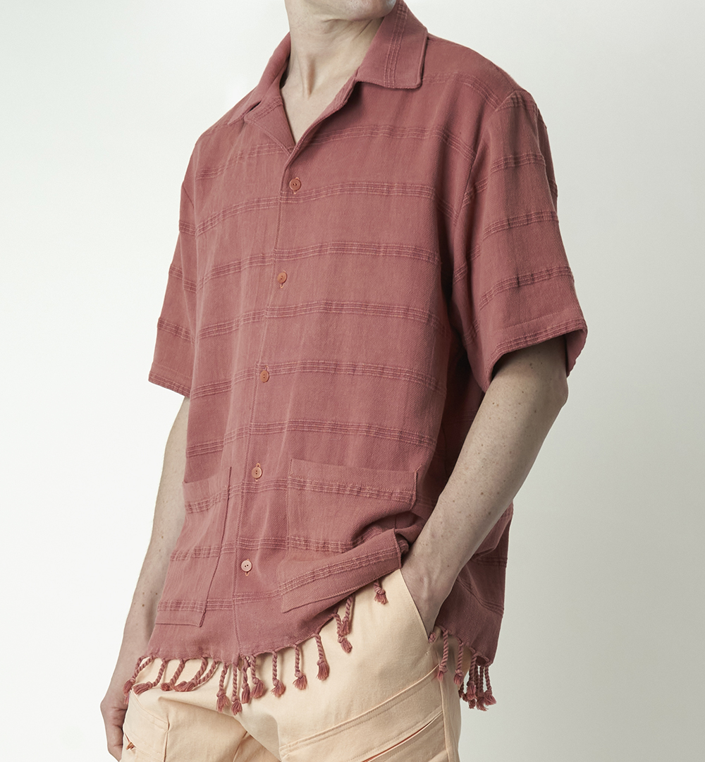 Paradised Wylie Shirt in brick stonewashed Turkish towel