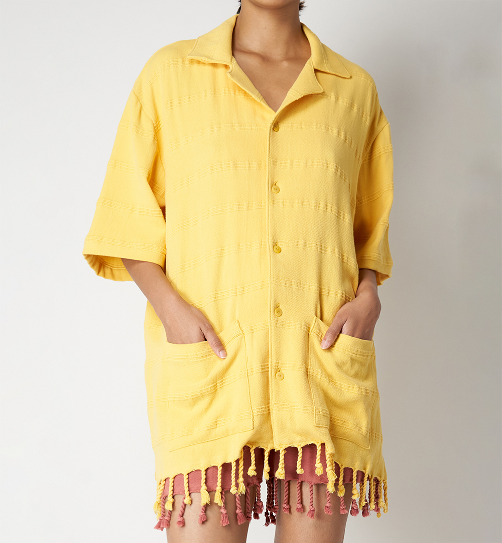 Paradised Wylie Shirt in yellow stonewashed Turkish towel